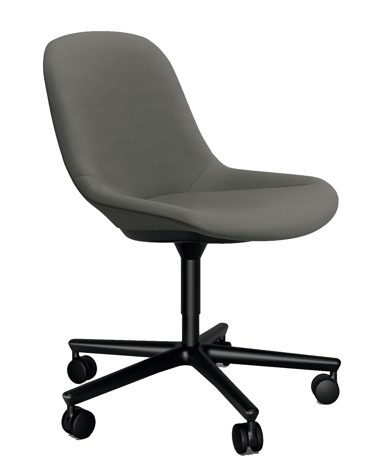 Grauer Sheru Stuhl mit Rollen von Walter Knoll, Bürostuhl mit schwarzem Fußkreuz.