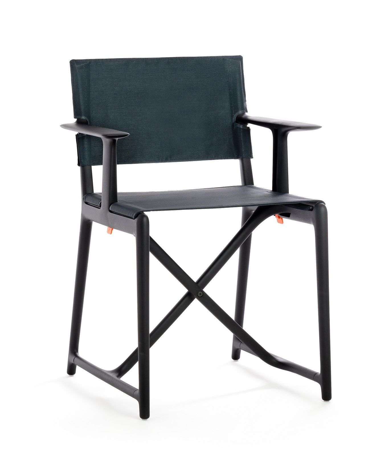 Stanley Regiestuhl Magis, faltbarer Regisseur Stuhl in Schwarz mit Armlehnen, für Innen und Außen.