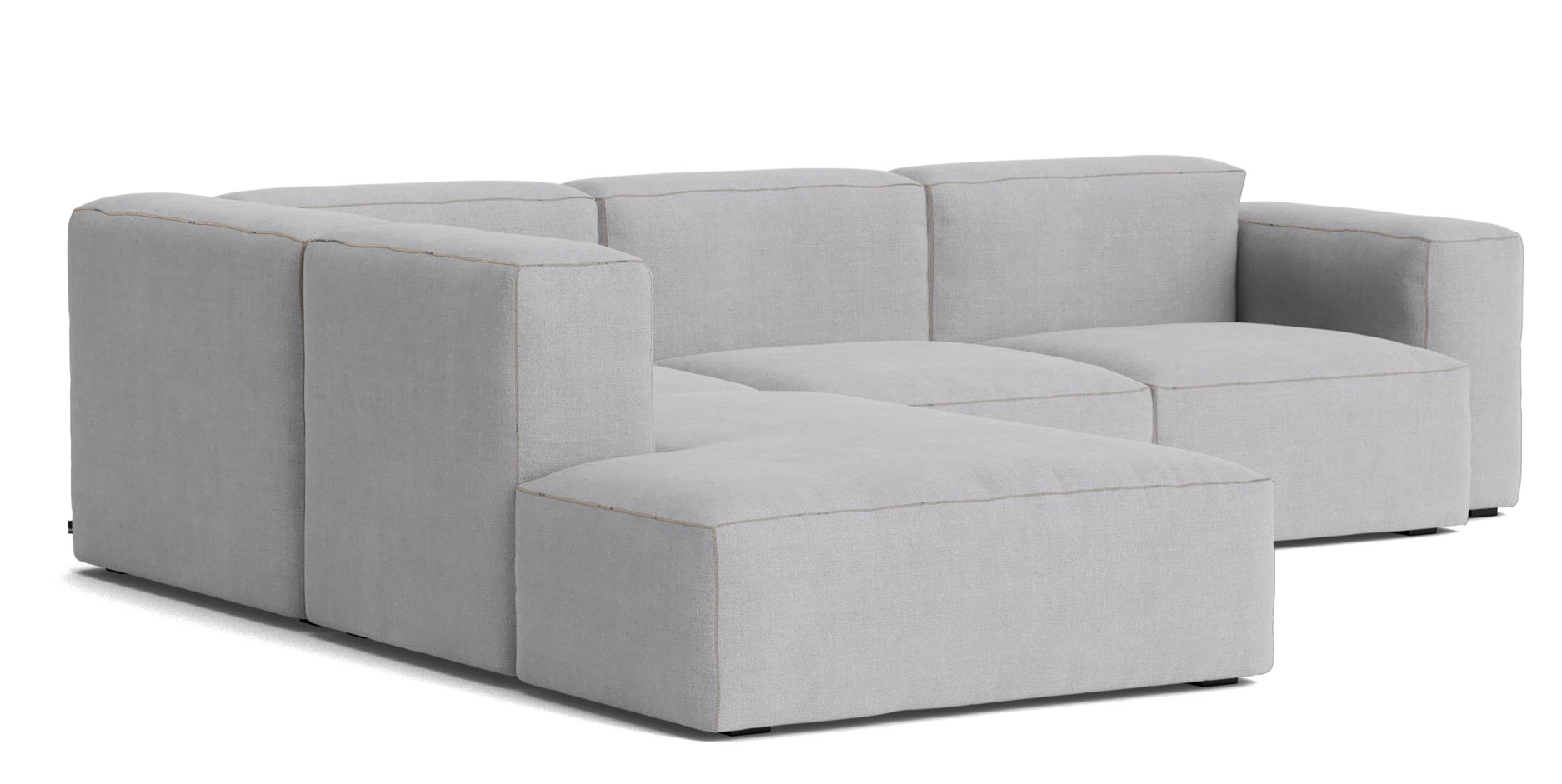 Helles Mags Soft Sofa Eckkombination mit niedrigem Armteil links von Hay. Modernes Wohnzimmer Sofa.