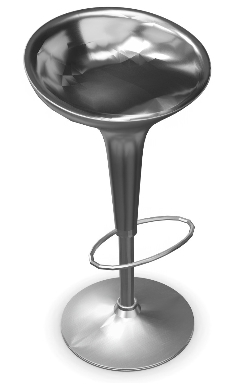 Silberner Bombo Stool Barhocker von Magis mit Fußstütze und rundem Sockel.