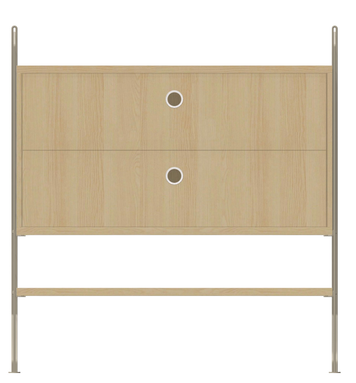 Wohnzimmer KONFIGURATIONEN L8 String Furniture mit zwei Schubladen und Holzoptik für moderne Wohnräume.