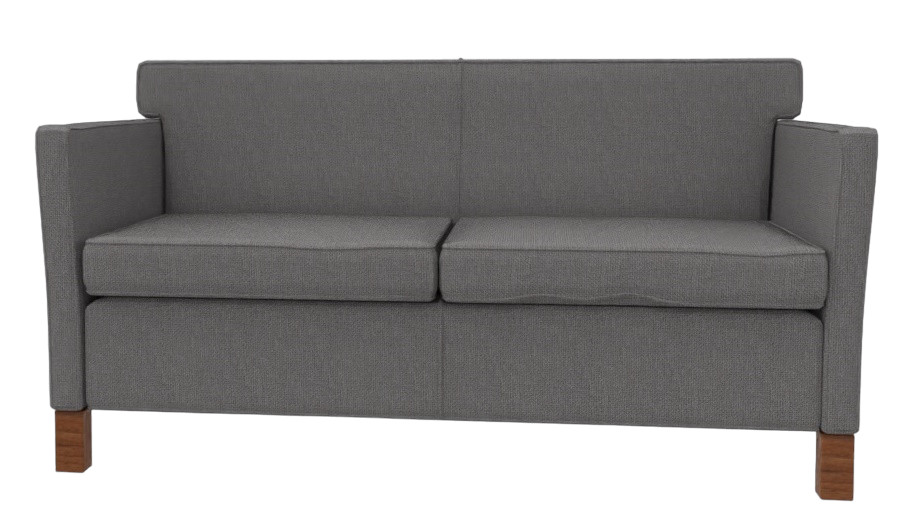 Graues Krefeld Sofa von Knoll International mit zwei Sitzflächen und Holzfüßen.