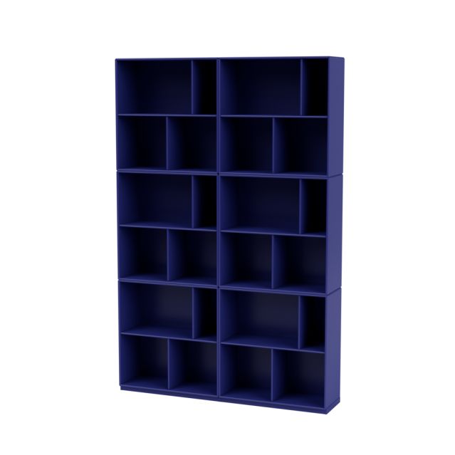 Blaues READ Bücherregal mit vielen Fächern, modernes Design für Wohnzimmer und Büro.