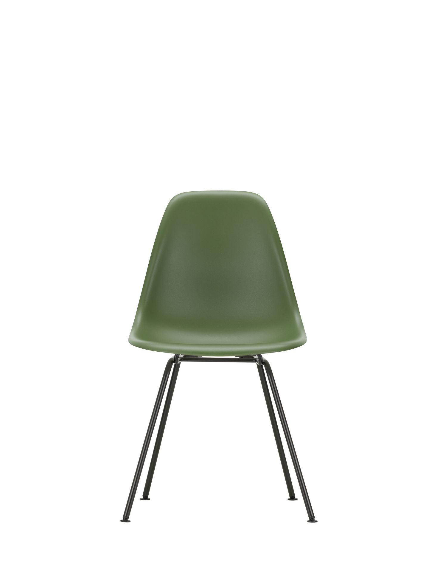 Grüner Eames Plastic Side Chair mit schwarzem DSX Untergestell von Vitra, Ansicht von hinten.