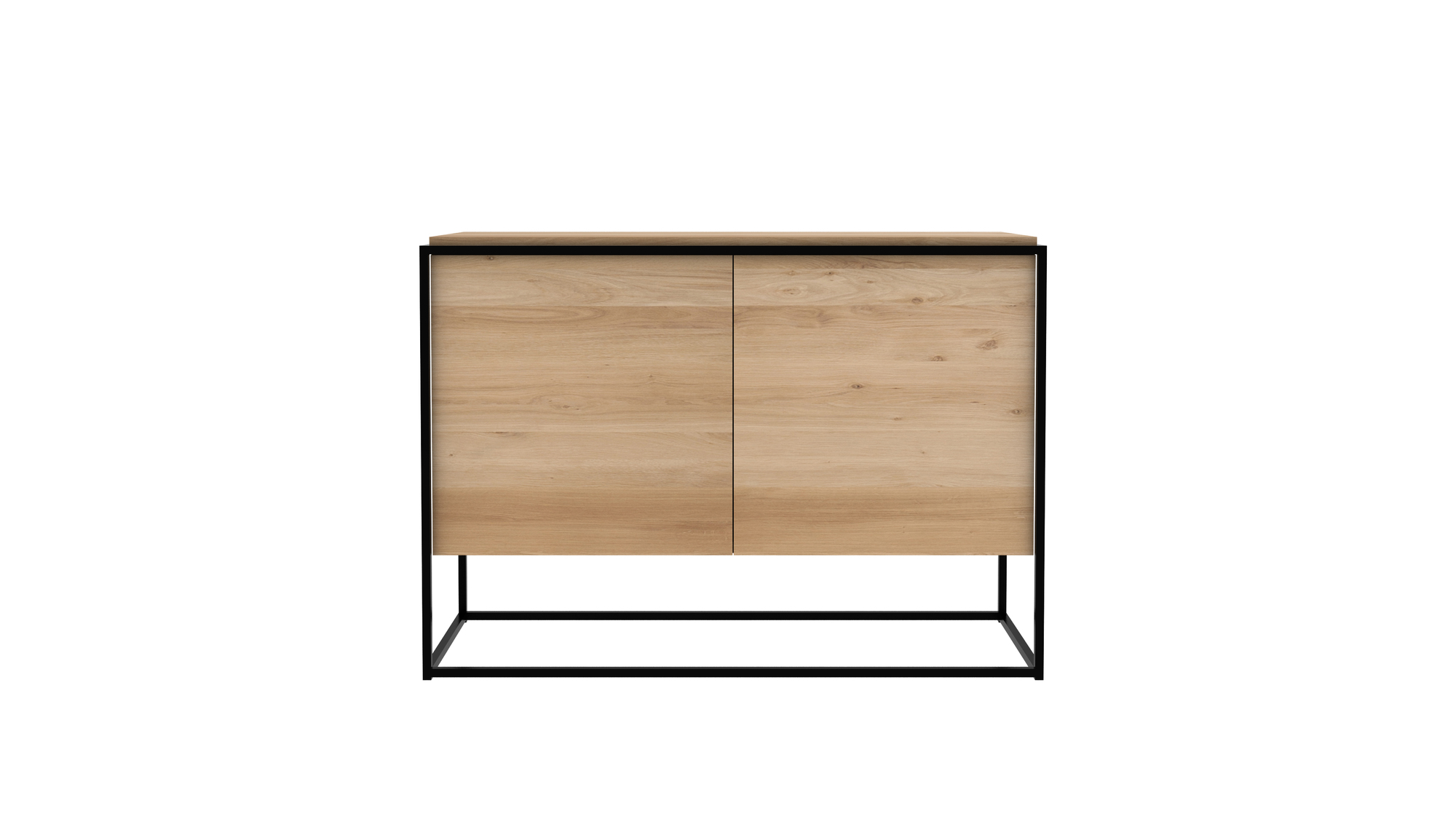 Monolit Sideboard aus Eiche mit schwarzem Metallgestell von Ethnicraft. Modernes Sideboard für Wohnzimmer und Esszimmer.