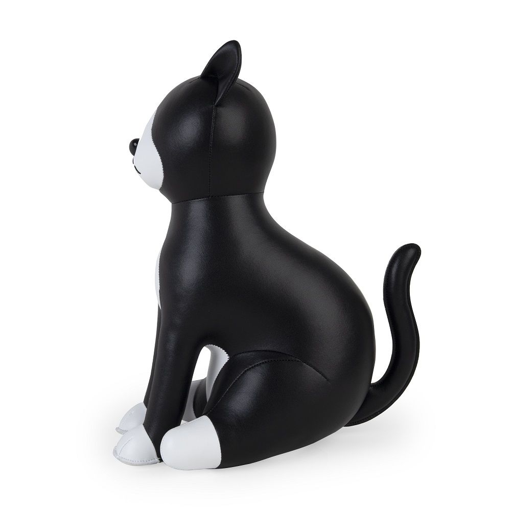 Züny Katze Tuxedo Türstopper, schwarz-weiß, aus Kunstleder, dekorativer und schwerer Türhalter.