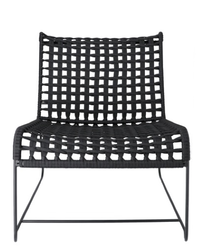 Schwarzer Jan Kurtz Lounge Sessel für den Outdoor-Bereich mit geflochtener Sitzfläche und Rückenlehne.