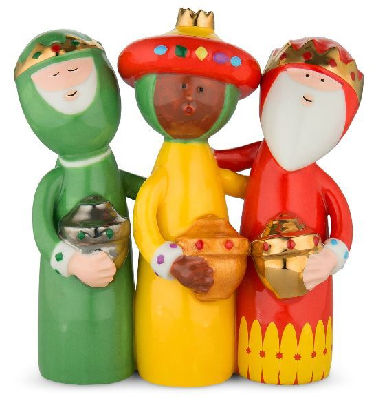 Alessi AGJ01 Krippenfiguren: Drei Könige aus Porzellan, festliche Weihnachtsdekoration für den Gabentisch.
