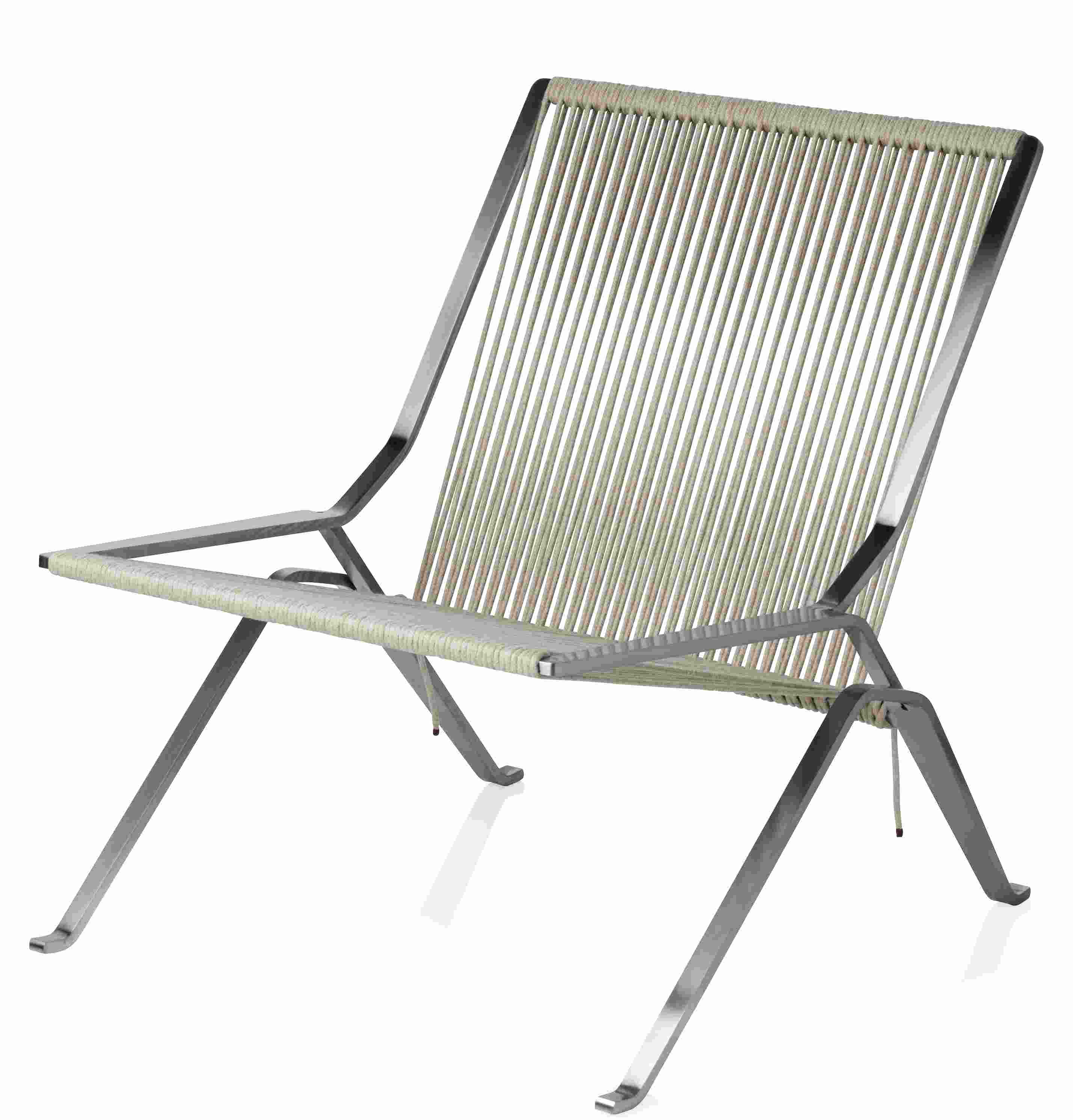 PK25 Sessel von Fritz Hansen: Moderner Lounge Sessel mit Stahlrahmen und geflochtenem Sitz.