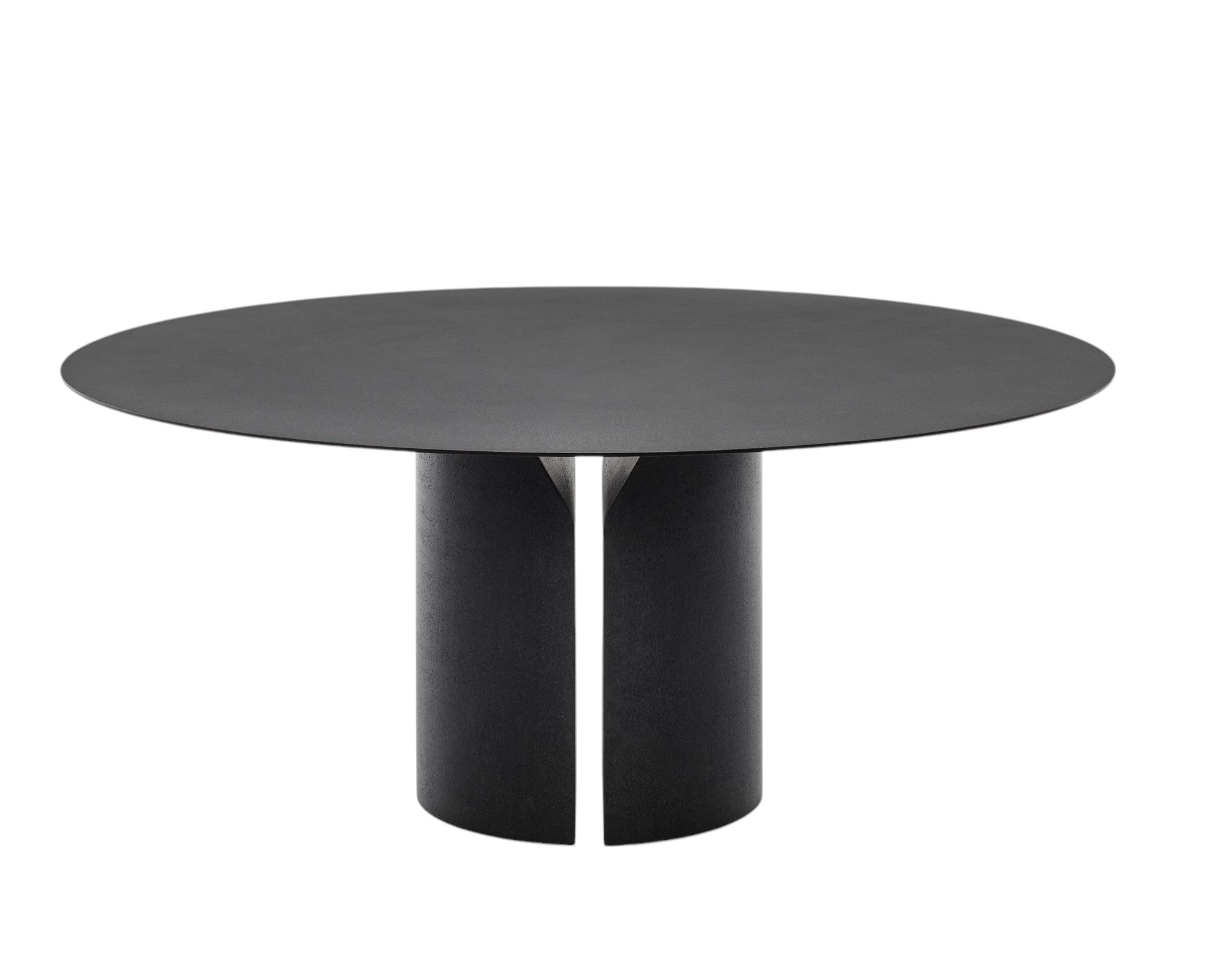 Schwarzer NVL Table Tisch von MDF Italia mit runder Tischplatte und zylindrischem Fuß.