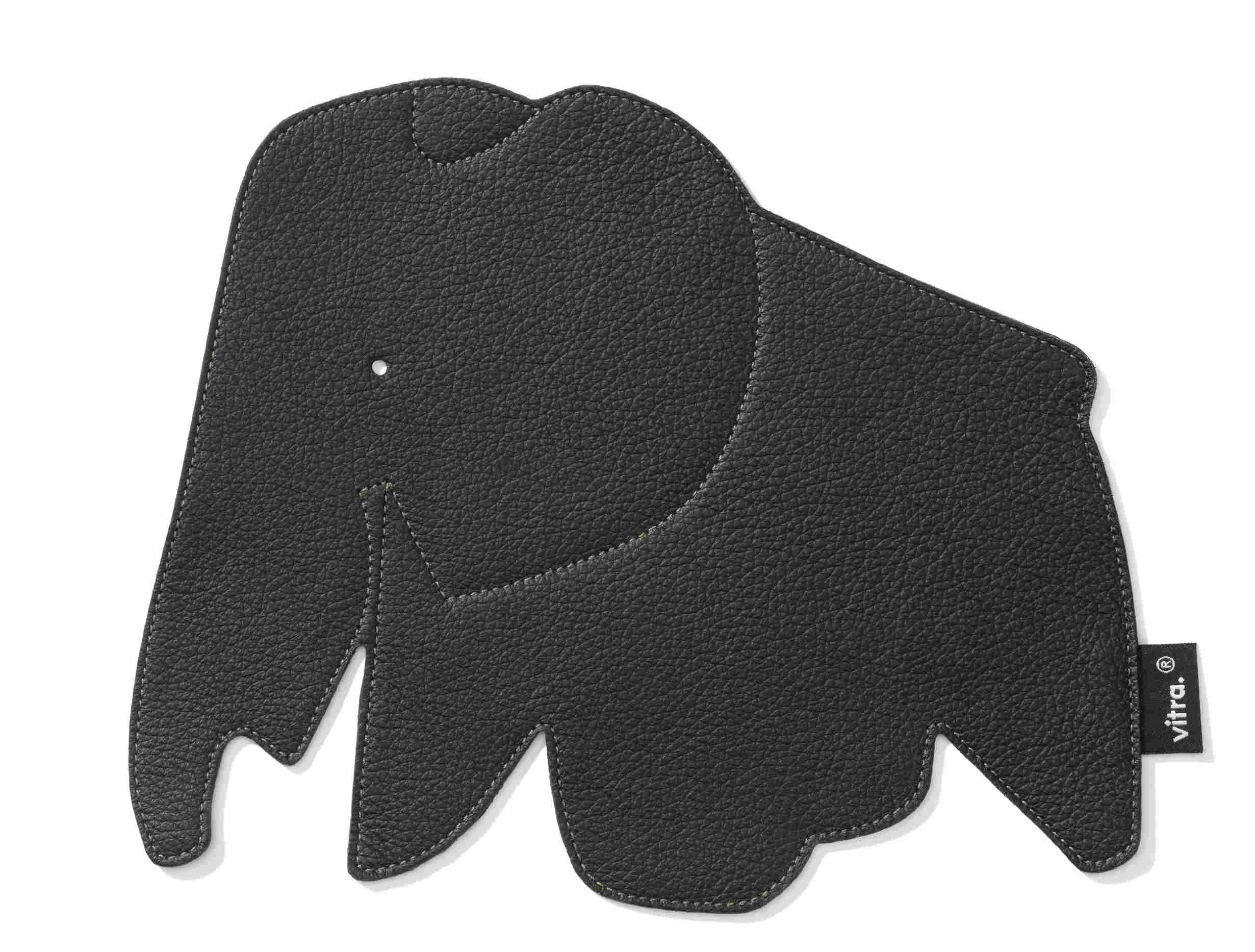 Schwarzes Elephant Pad Mousepad von Vitra in Elefantenform aus Lederimitat für den Schreibtisch.