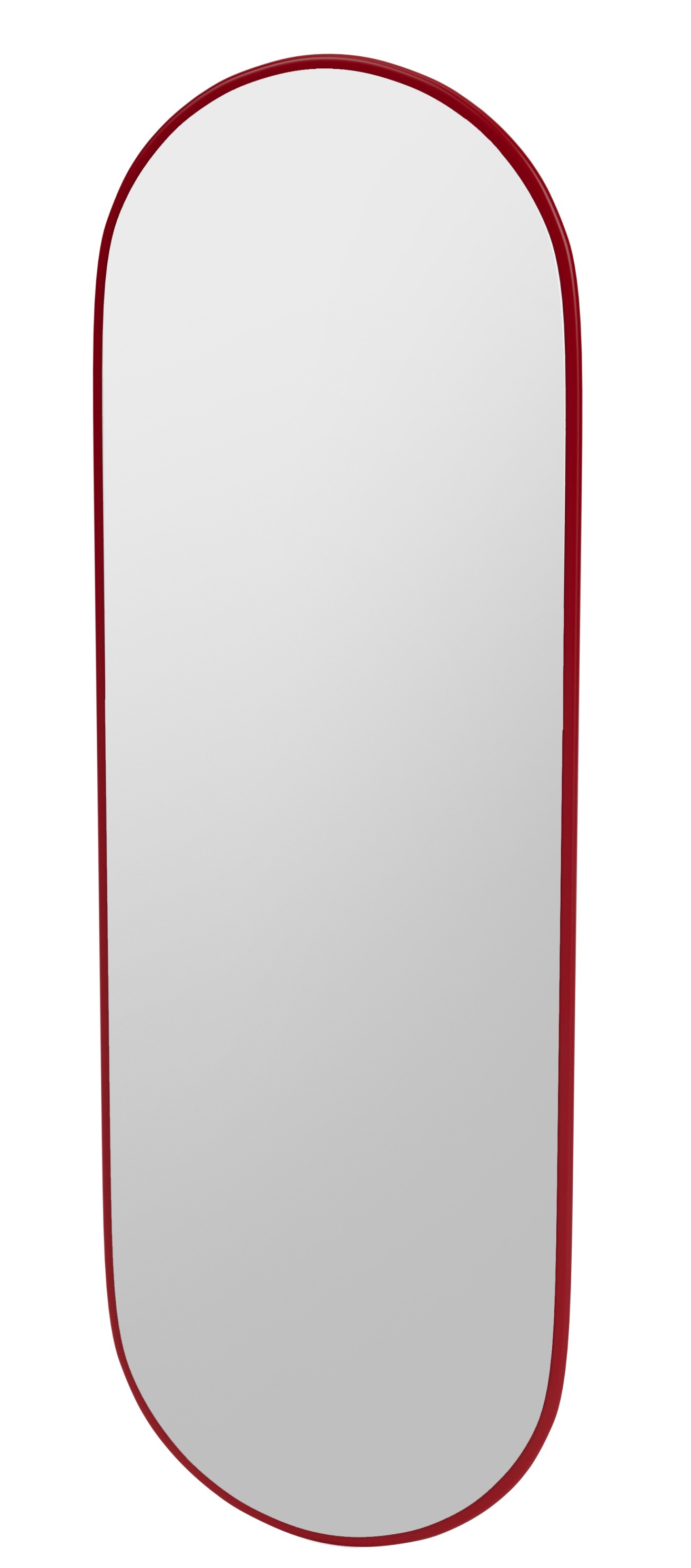 Rechteckiger Spiegel Montana mit abgerundeten Ecken und rotem Rahmen. Wandspiegel für modernes Design.