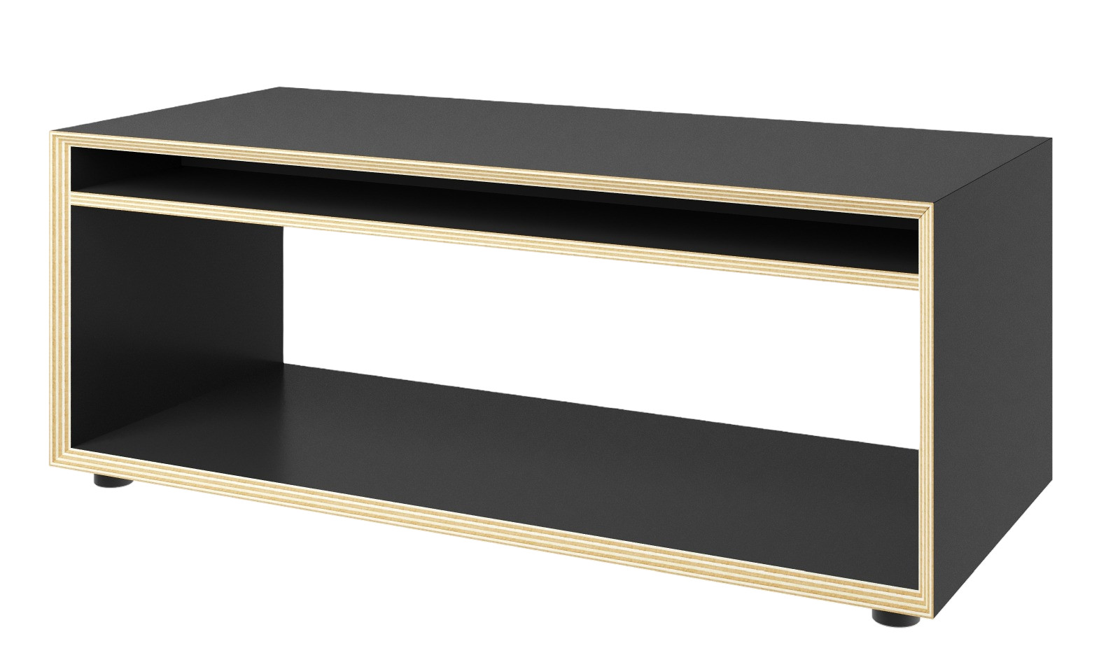 Vertiko Loop Beistelltisch von Müller Möbelwerkstätten, schwarzes Holz, minimalistisches Design, ideal als Nachttisch oder Ablage.