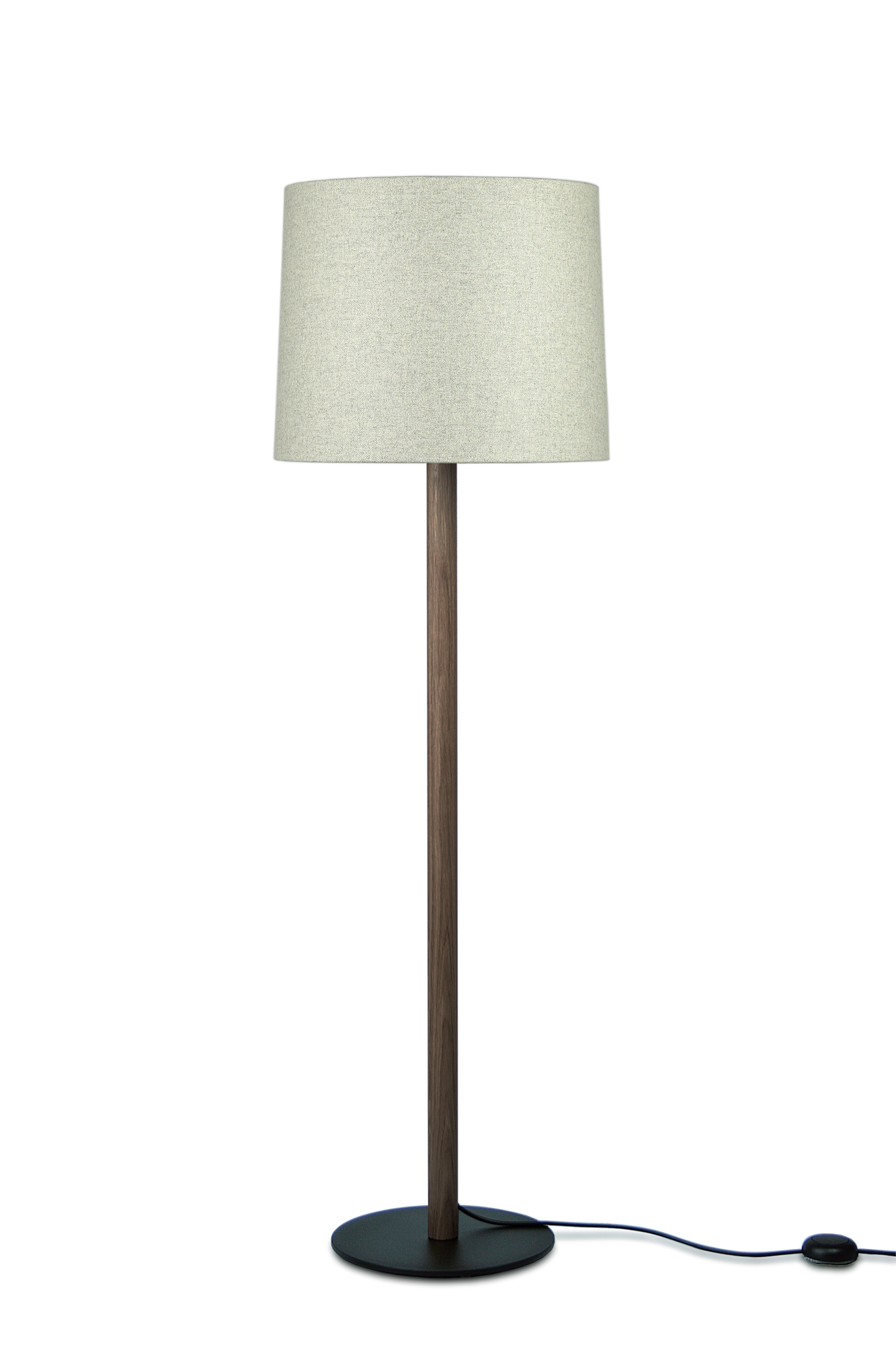 Miyu Stehleuchte: Geräucherte Eiche mit naturweißem Filzschirm, moderne Wohnraumbeleuchtung von Maigrau.