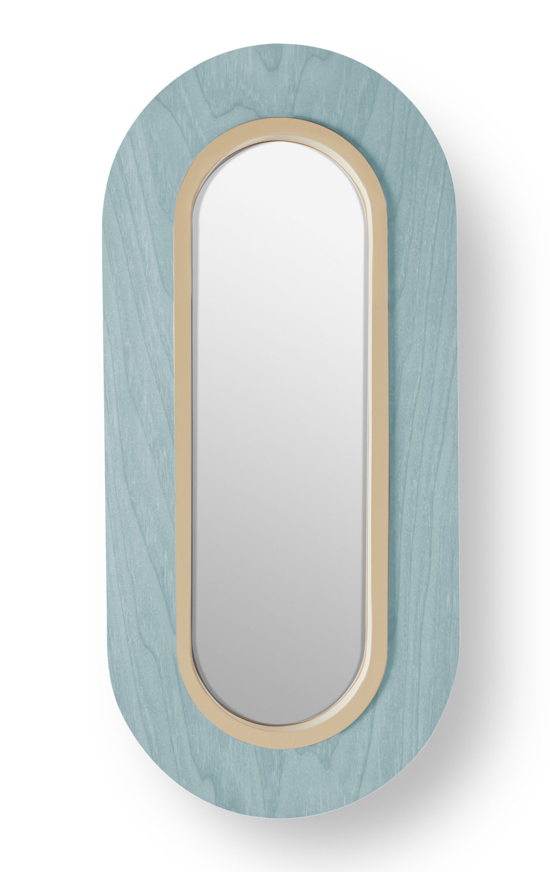 Lens LED Wandleuchte von LZF Lamps: Oval, meeresblau mit elfenbeinweißem Metallring, modernes Design.