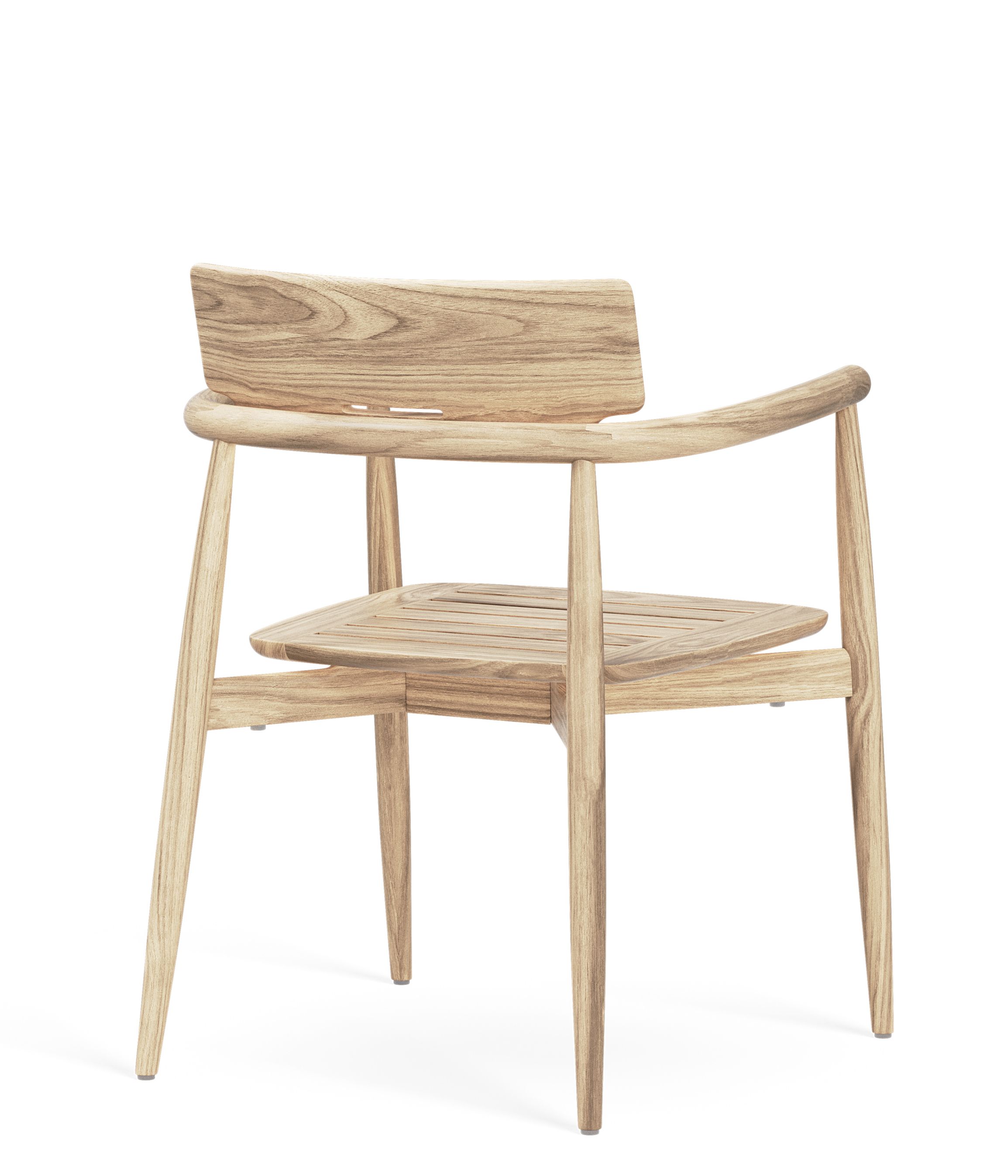 E008 Embrace Outdoor Stuhl von Carl Hansen & Søn aus hellem Holz, Frontansicht.