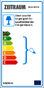 Energieeffizienzlabel der Zeitraum Read Noon Stehleuchte: A+ für energiesparende Beleuchtung im Wohnbereich.