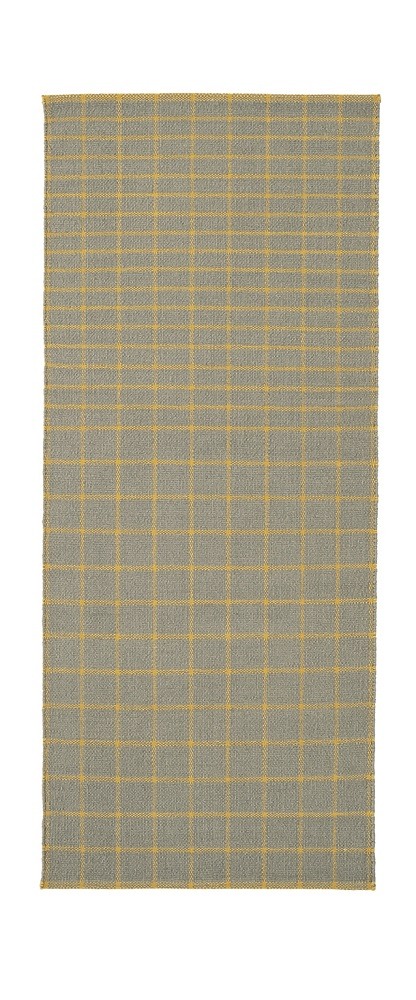 Nanimarquina Tiles Collection Teppich #3, 80x160 cm, grau mit gelbem Karomuster, moderner Designer Teppich.