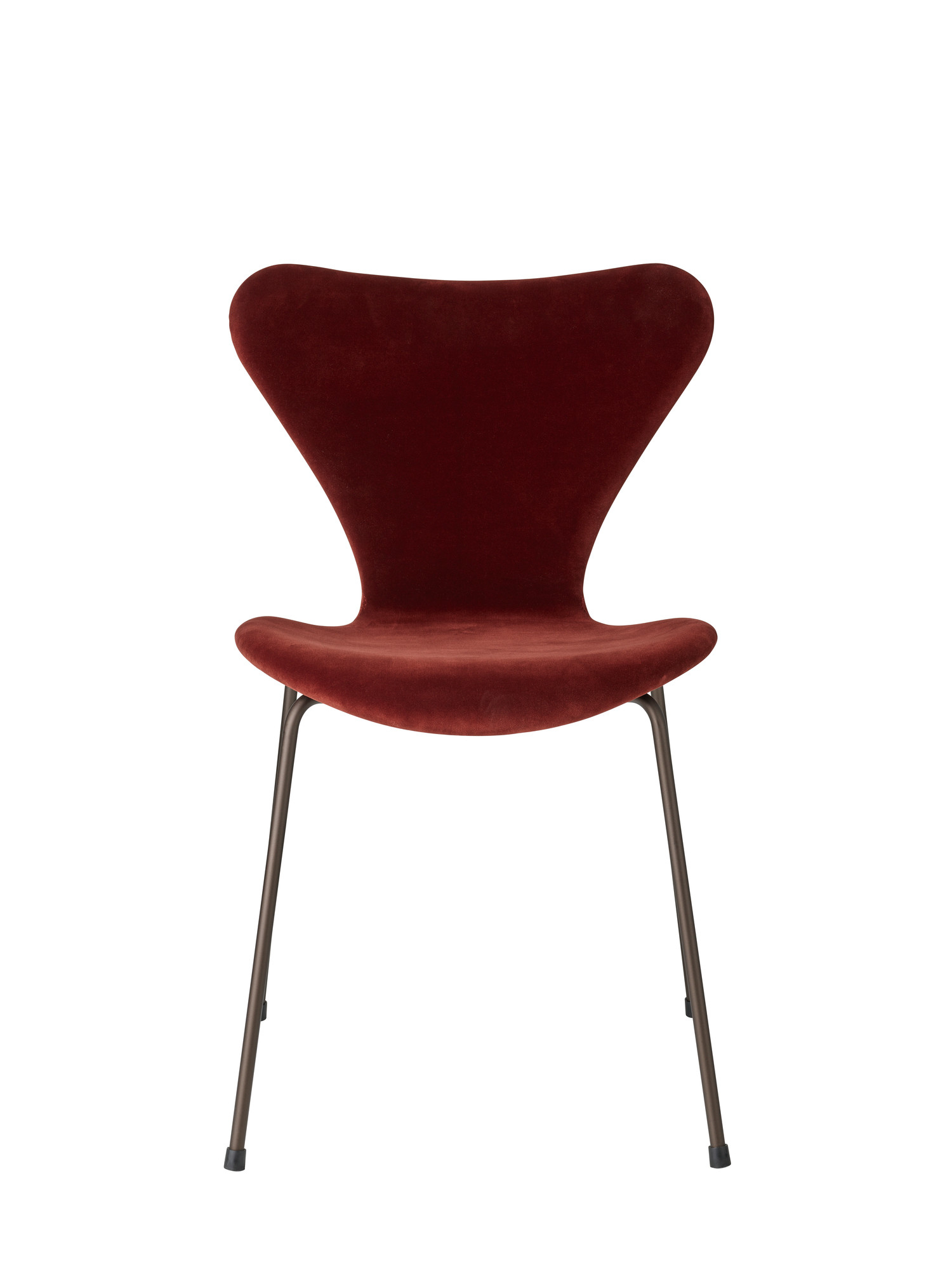 Series 7 Stuhl von Fritz Hansen, Modell 3107, in rotem Samt.