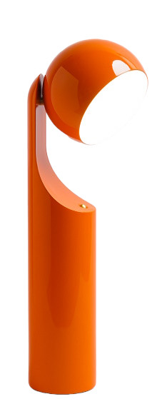 Orangefarbene Mono Akkuleuchte / Tischleuchte von house of home für gemütliches Licht.