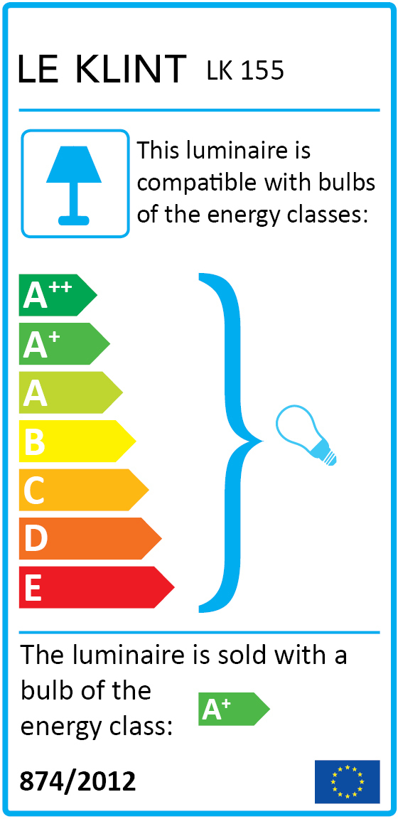 Produktbild: Energieeffizienzlabel der Le Klint Cache XL Pendelleuchte, kompatibel mit A++ bis E.