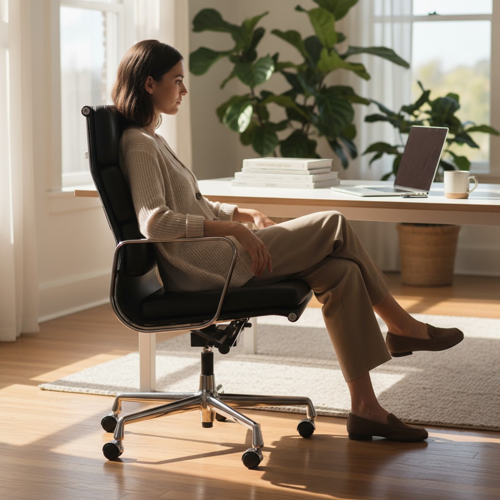 Soft Pad Chair EA219 / EA 219 VERCHROMT / LEDER NERO Sessel Vitra EINZELSTÜCK