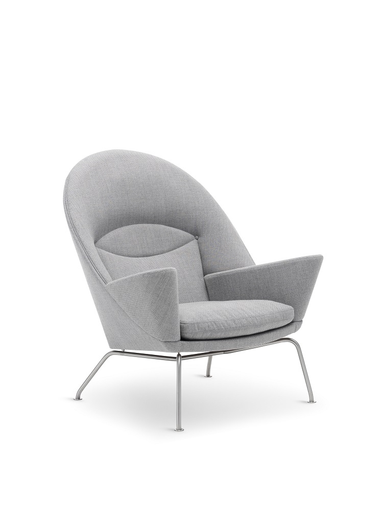 Grauer CH468 Oculus Chair Sessel von Carl Hansen & Søn mit Stahlgestell.