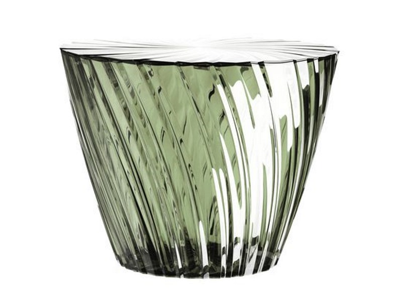 Grüner Kartell Sparkle Hocker / Beistelltisch mit spiralförmigem Design aus transparentem Kunststoff.