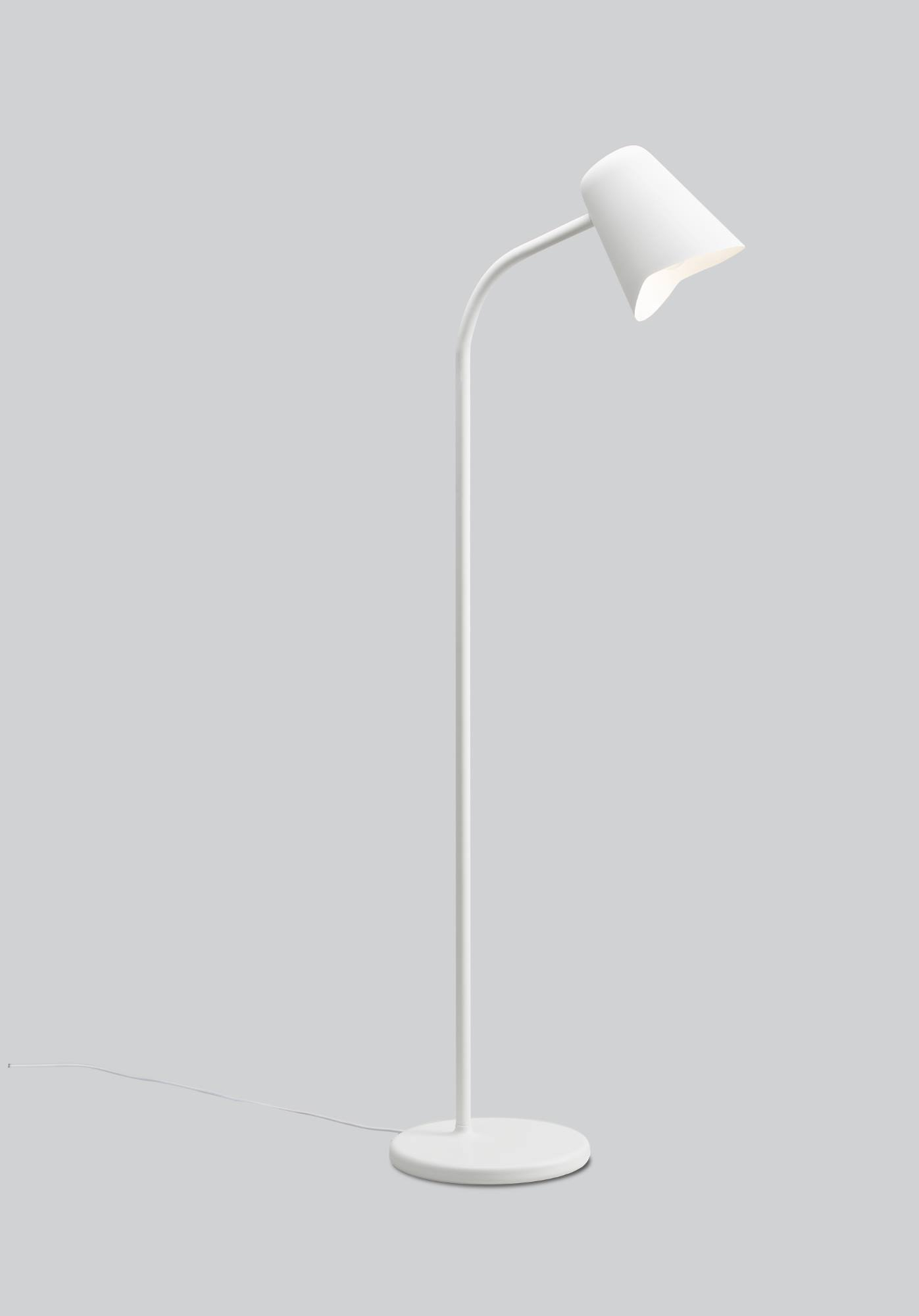 Weiße "Me floor dim" Stehleuchte von Northern, modernes Design, minimalistische Bodenleuchte für Wohnzimmer und Schlafzimmer.