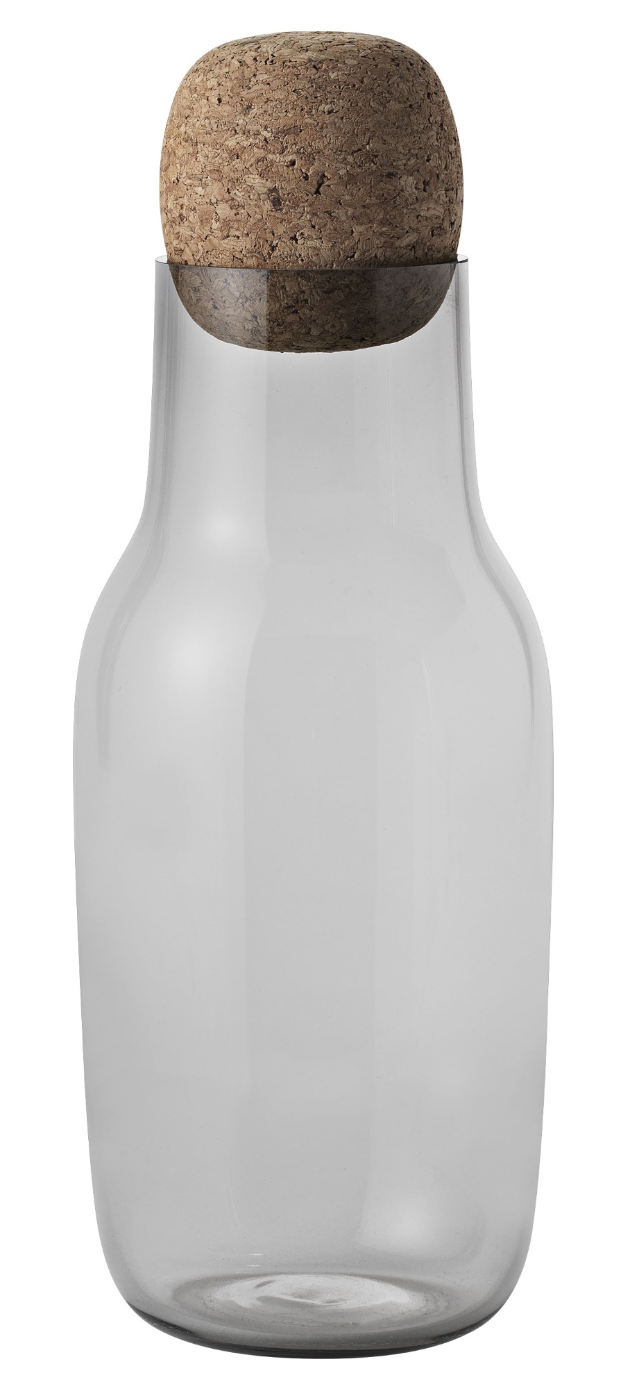 Transparente Corky Karaffe von Muuto mit großem Korken, ideal für Wasser und Saft.