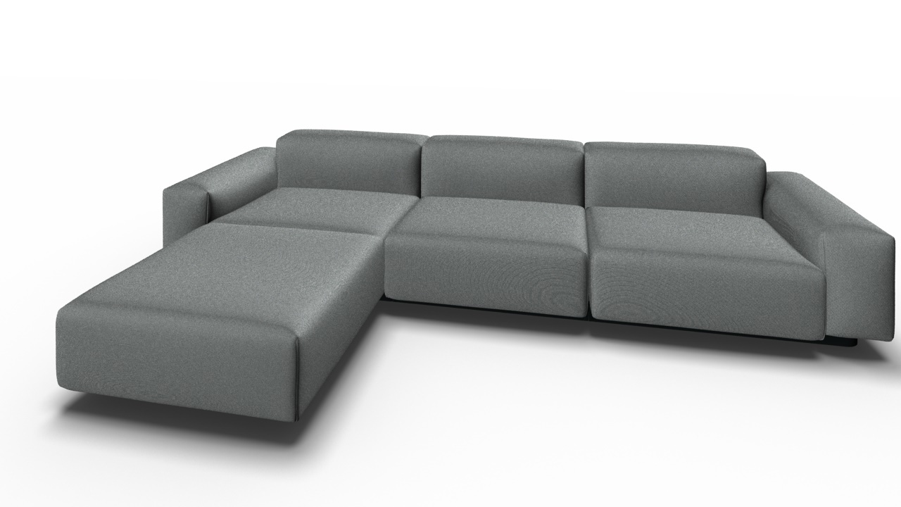 Soft Modular Sofa 3-Sitzer mit Chaise Longue Volo eisengrau Vitra