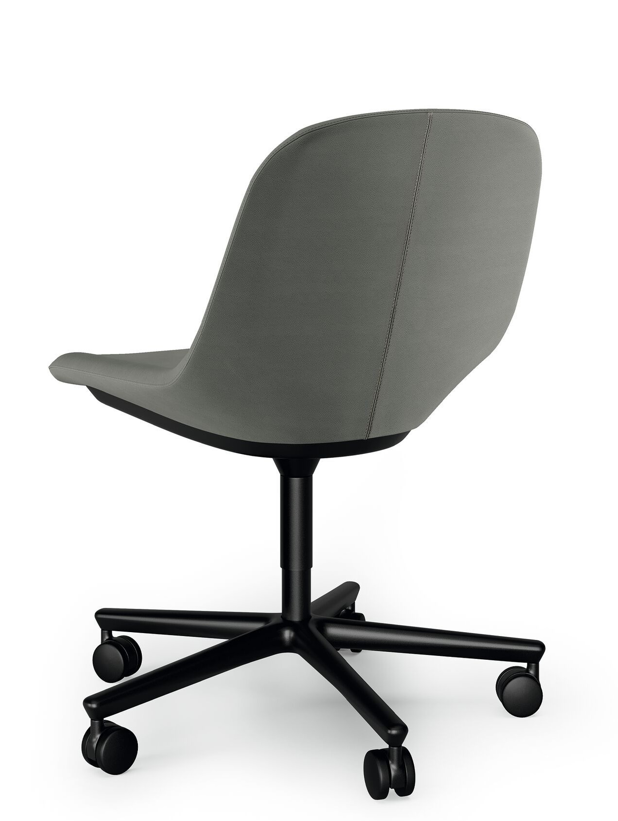 Grauer Sheru Stuhl mit Rollen von Walter Knoll, Bürostuhl mit schwarzem Fußkreuz.