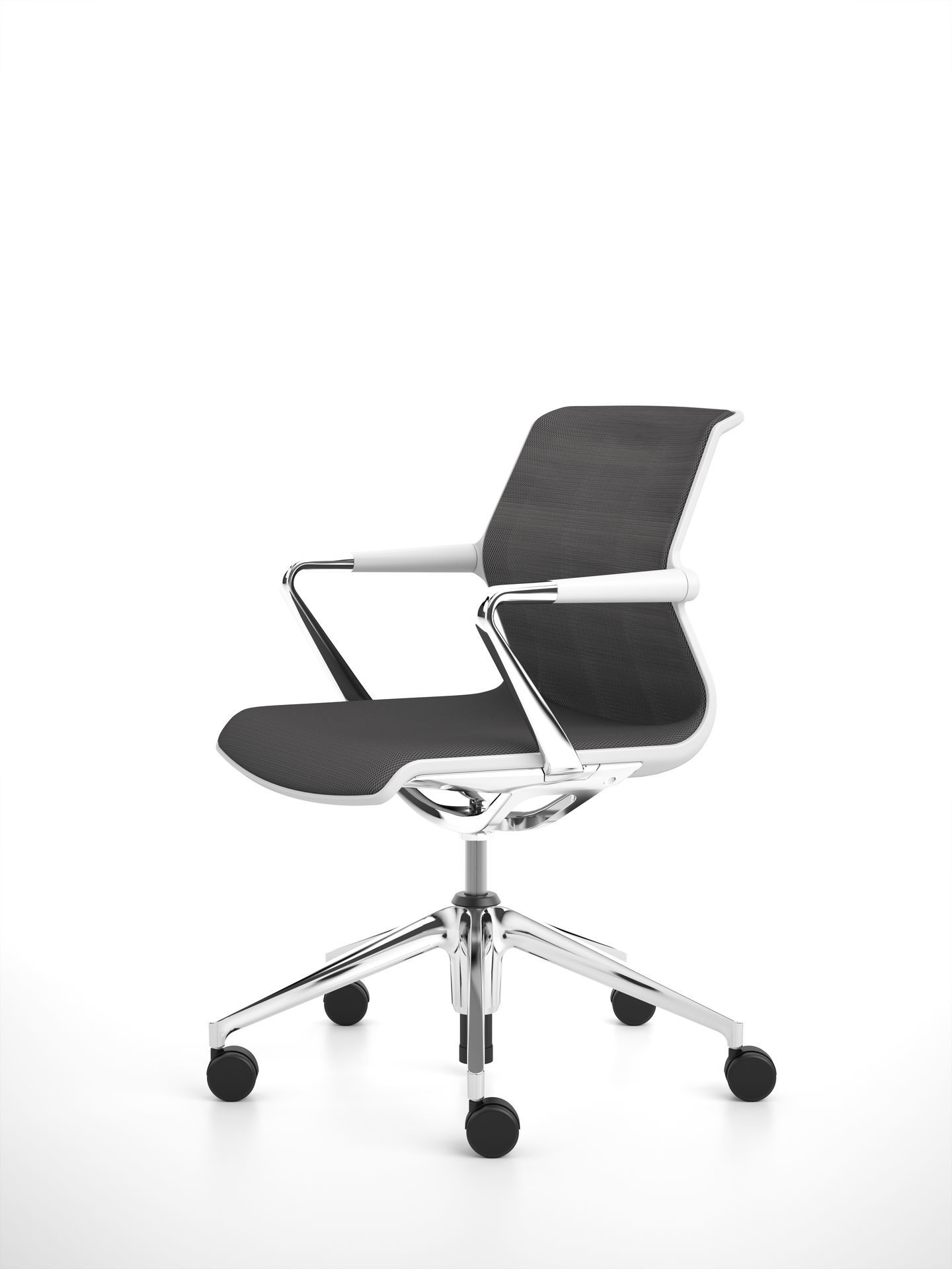 Vitra Unix Chair Bürostuhl mit Armlehnen, Fünfsternfuß und Rollen, ergonomisch und modern.