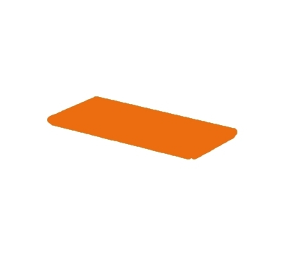 USM Haller Verkleidungselement, orange, 50x35 cm, Metall Ersatzteil für modulare Möbelbausysteme, Detailaufnahme.