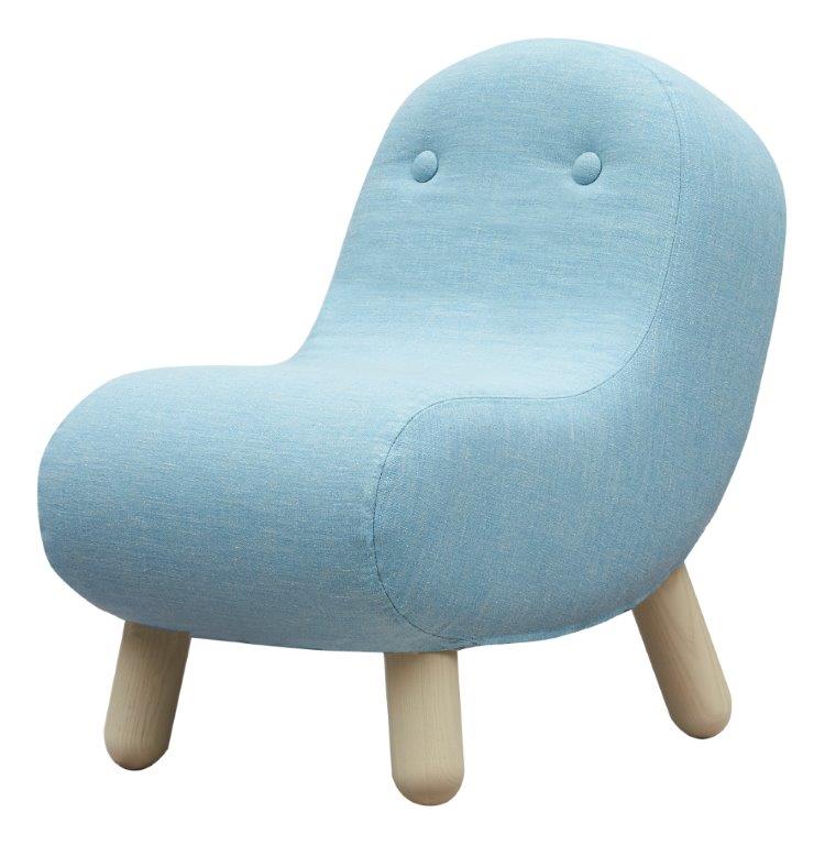 Blauer Bob Sessel von Softline mit Holzbeinen, moderner Polstersessel für Wohnzimmer und Kinderzimmer.