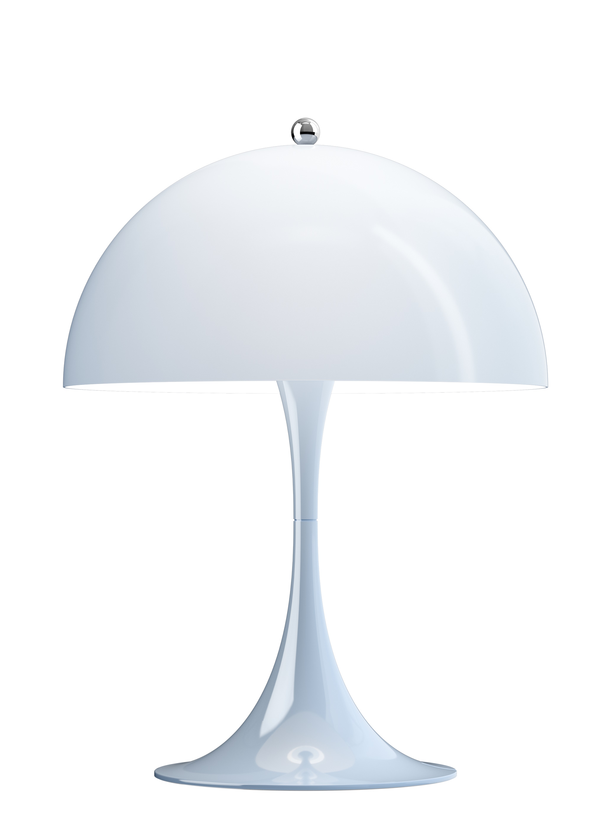 Panthella Tischleuchte in Opal Pale Blau von Louis Poulsen, modernes Design.