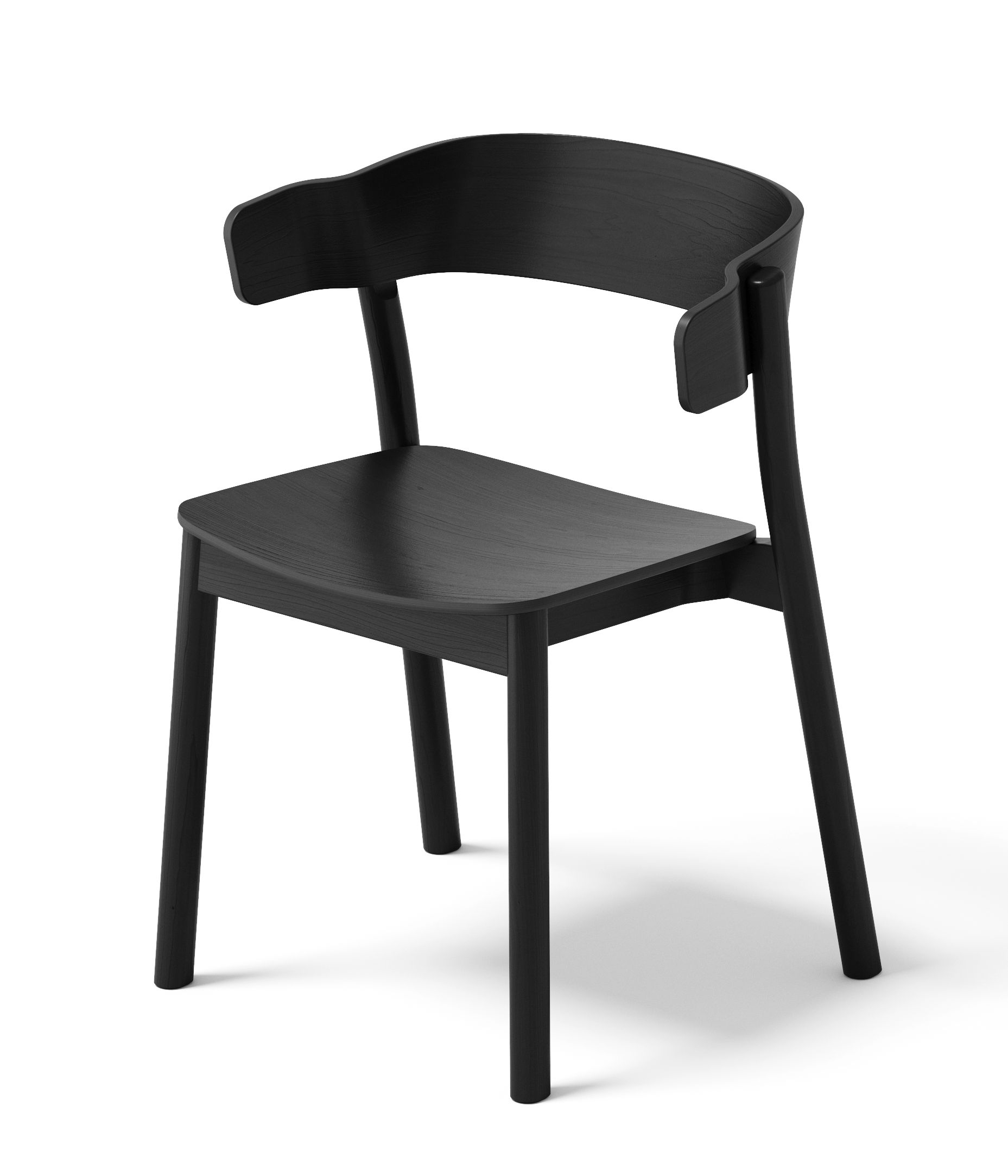 Schwarzer Enfold Chair Stuhl von Mizetto: Moderner Holzstuhl mit Armlehne für Esszimmer und Büro.