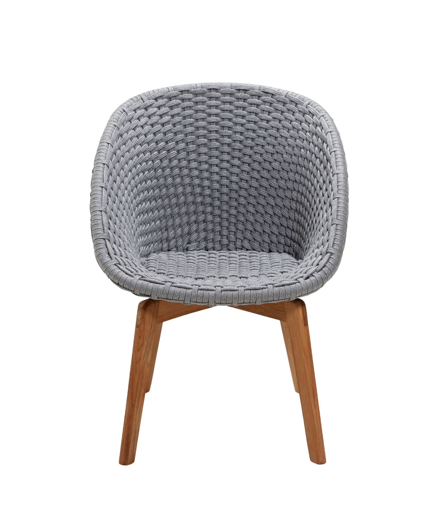 Peacock Outdoor Sessel von Cane-Line, hellgraues Rope-Design mit Holzbeinen, moderner Gartensessel.