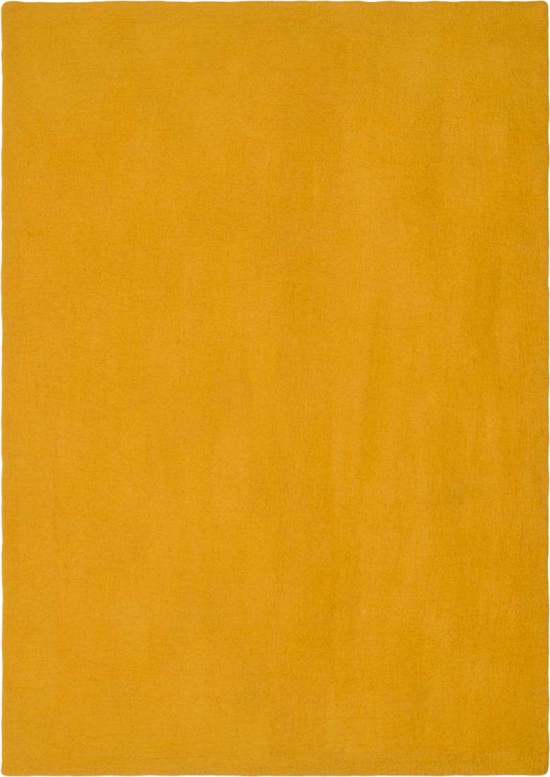 Rechteckiger, senfgelber Filzteppich von myfelt, Modell Klara, 180x260 cm. Detailaufnahme des Teppichs.
