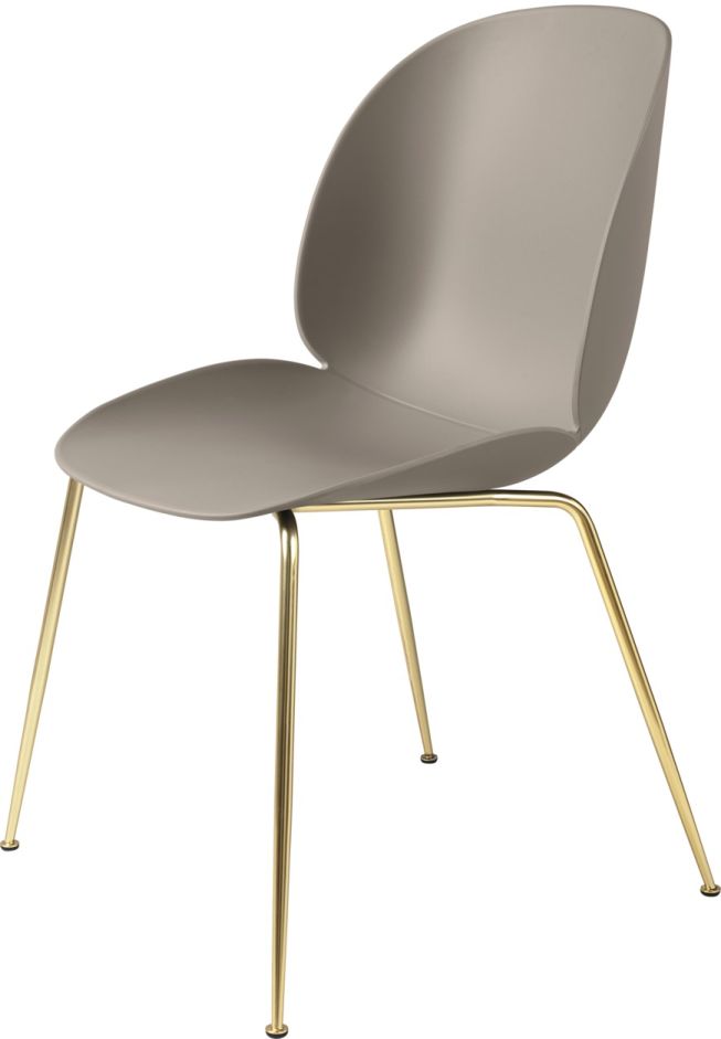 Beetle Chair Esszimmerstuhl Ungepolstert New Beige Konisches Gestell Messing Gubi