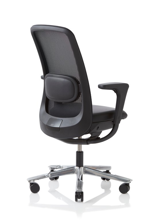 Sofi Arbeitsstuhl mit Netzrückenlehne, Lordosenstütze und Chromfußkreuz. Ergonomischer Bürostuhl für gesundes Sitzen.