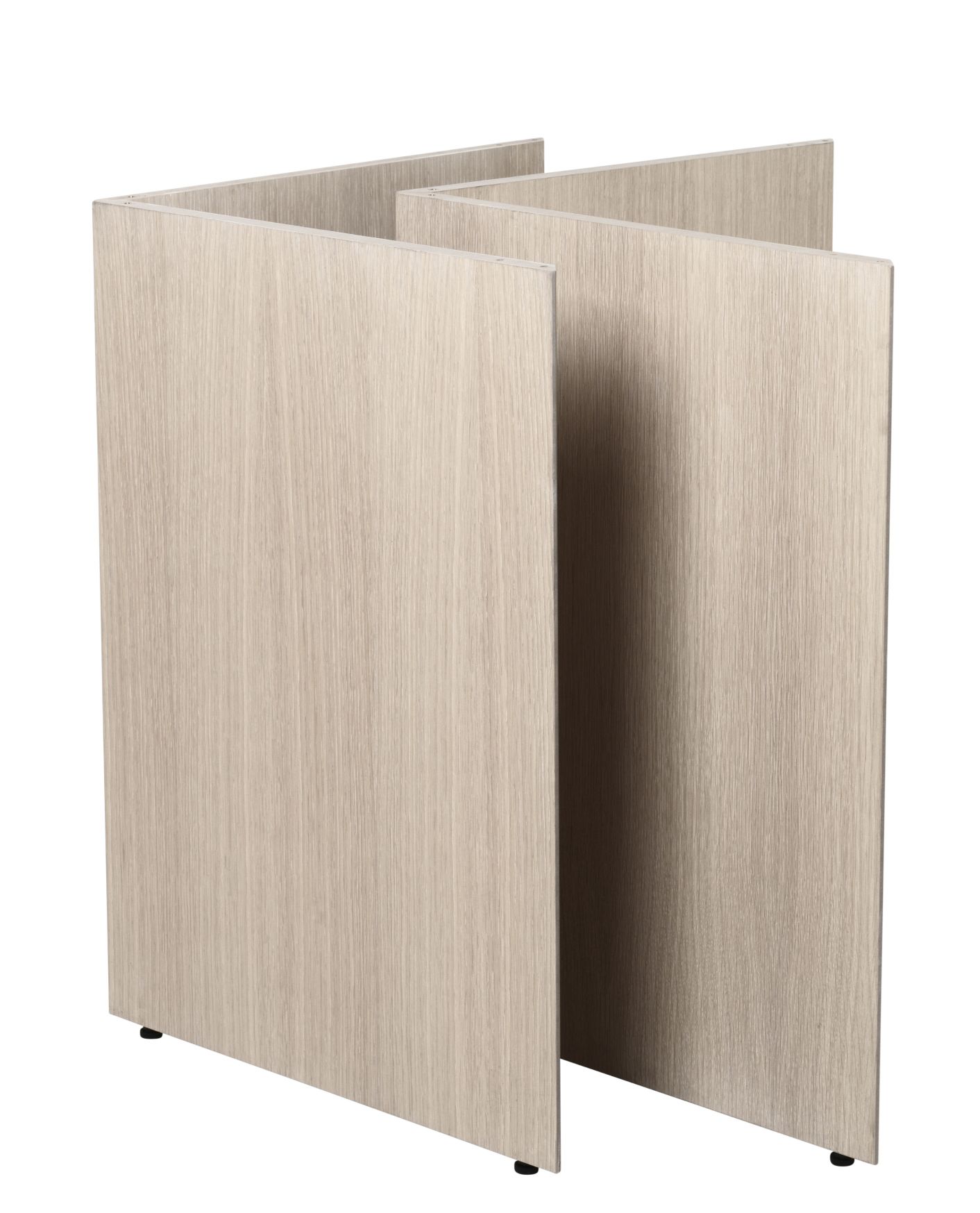 Detailansicht des Ferm Living Mingle Table Tischgestells (160 cm) in hellem Eichenfurnier. Modernes Design für Esstische.