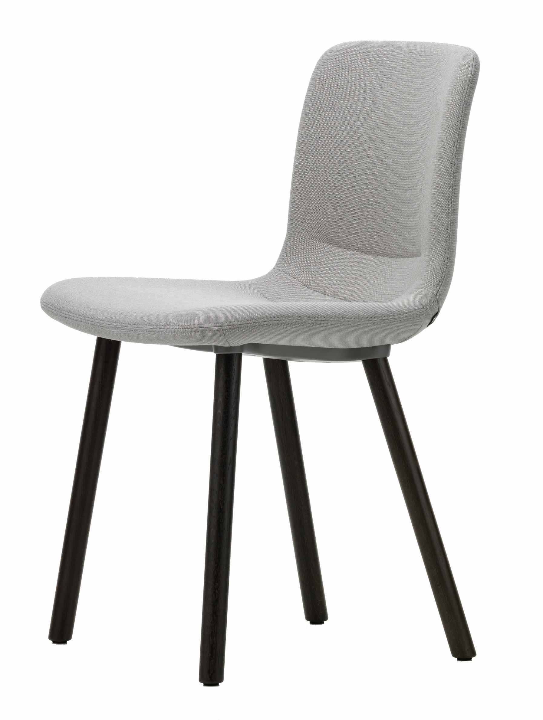 Grauer Hal Soft Wood Stuhl von Vitra mit dunklen Holzbeinen, moderne Sitzgelegenheit.