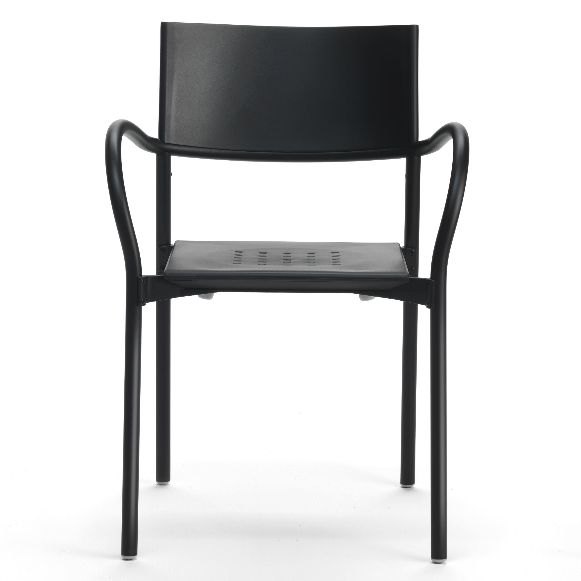 Bild eines grünen Segis Breeze Stuhls mit poliertem Aluminiumgestell für den Innen- und Außenbereich.