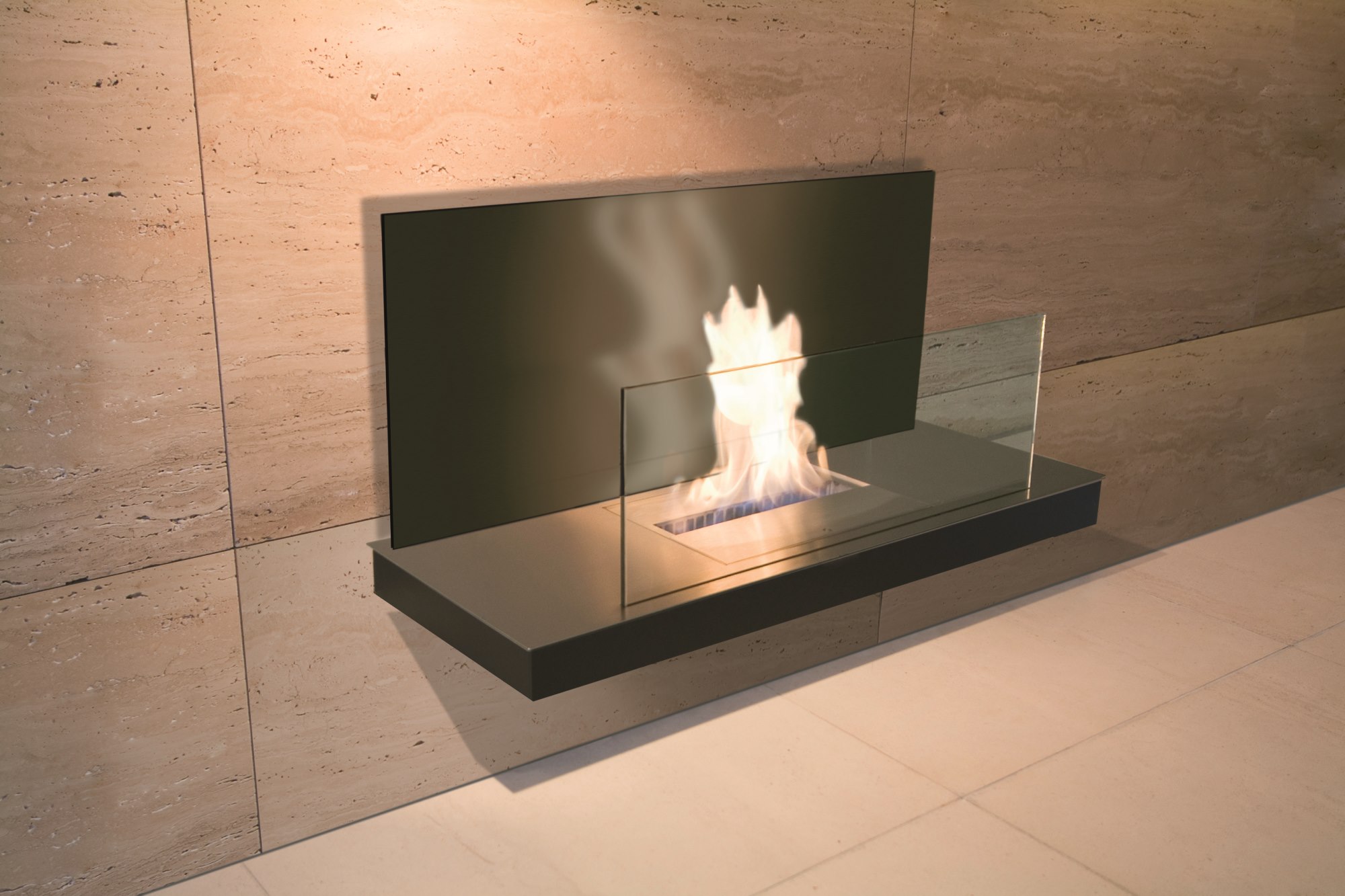 Edelstahl schwarz / Glas schwarz