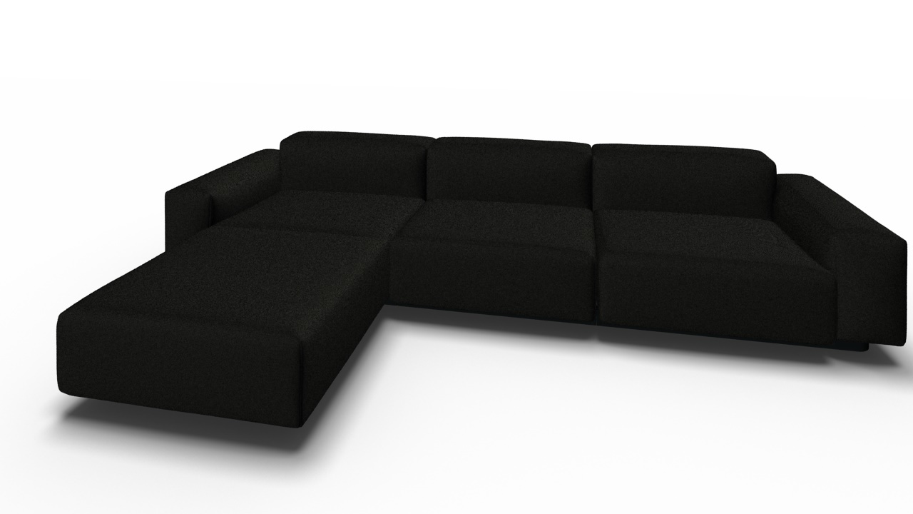 Schwarzes Soft Modular Sofa mit Chaise Longue von Vitra, modernes Design für Wohnzimmer.