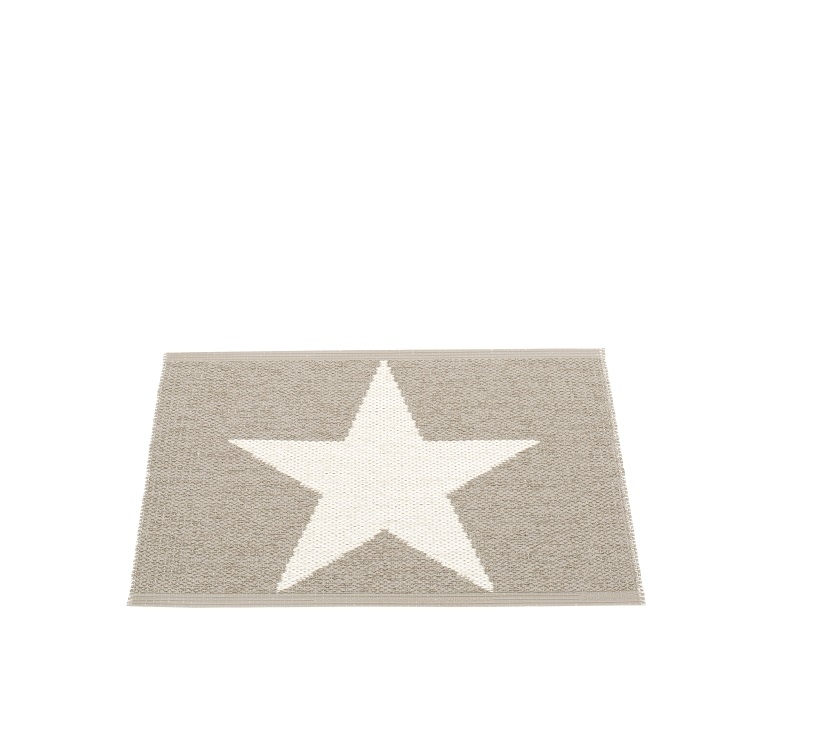 Viggo One Kunststoffteppich 70x50 cm Pappelina Schlamm mit großem weißen Sternmuster, ideal als Fußmatte.