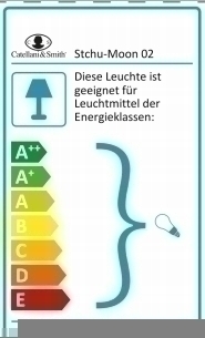 Energieeffizienzlabel der Stchu-Moon 02 Hängeleuchte von Catellani & Smith. Informationen zu geeigneten Leuchtmitteln.
