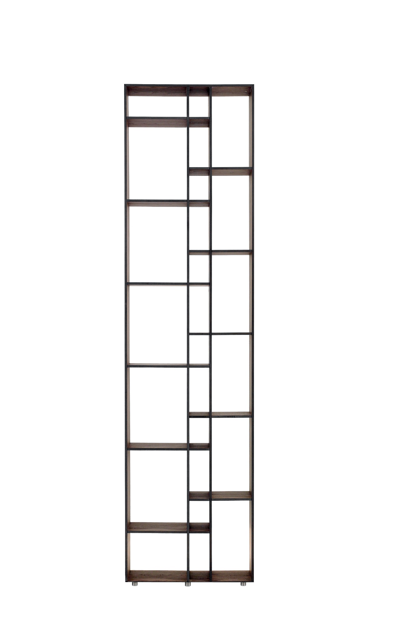 Bild des Code 1 Holzregals mit MDF-Platten, ein modernes Bücherregal für Wohnzimmer und Büro.