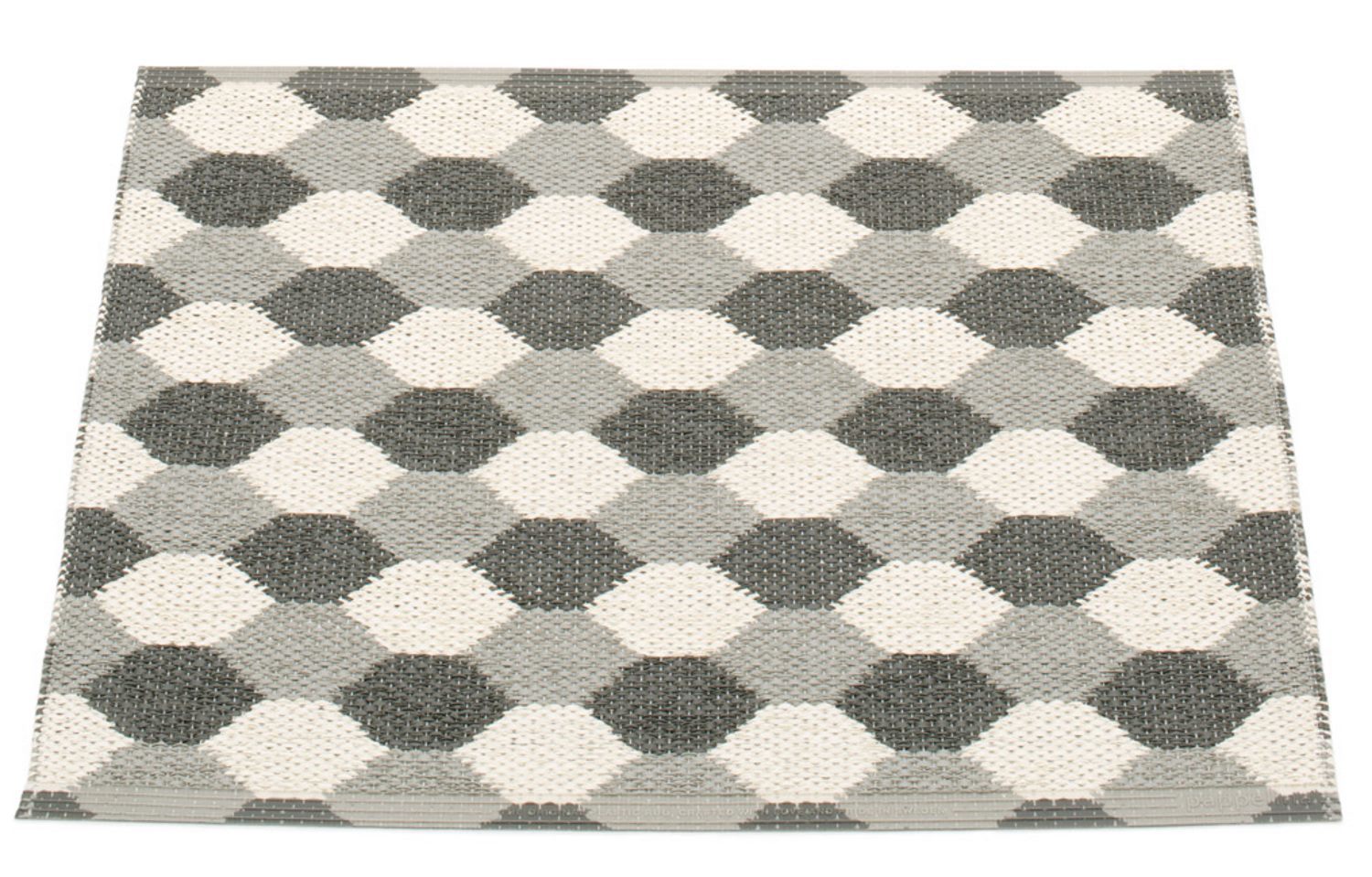 Dana Kunststoffteppich 70x60 in warmem Grau mit Pappelina-Muster, ideal für Küche und Bad.